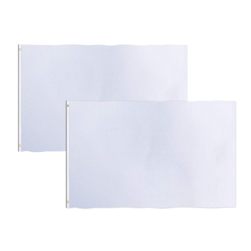 Consummate Solid White Flag 3x5 Foot Plain White Blank Flags Banner Polyester with Brass Grommets,2 Pack - Image 1